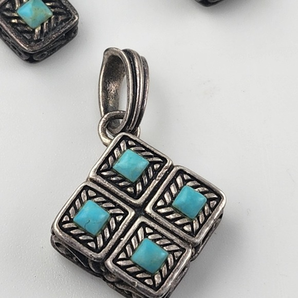 Barse 925 Sterling Silver Thai Turquoise Drop Earrings And Pendant - Picture 3 of 9